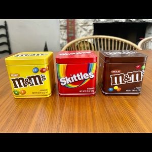 Candy Storage Tins: m&ms & skittles